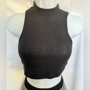 SHEIN Black High Neck Crop Top